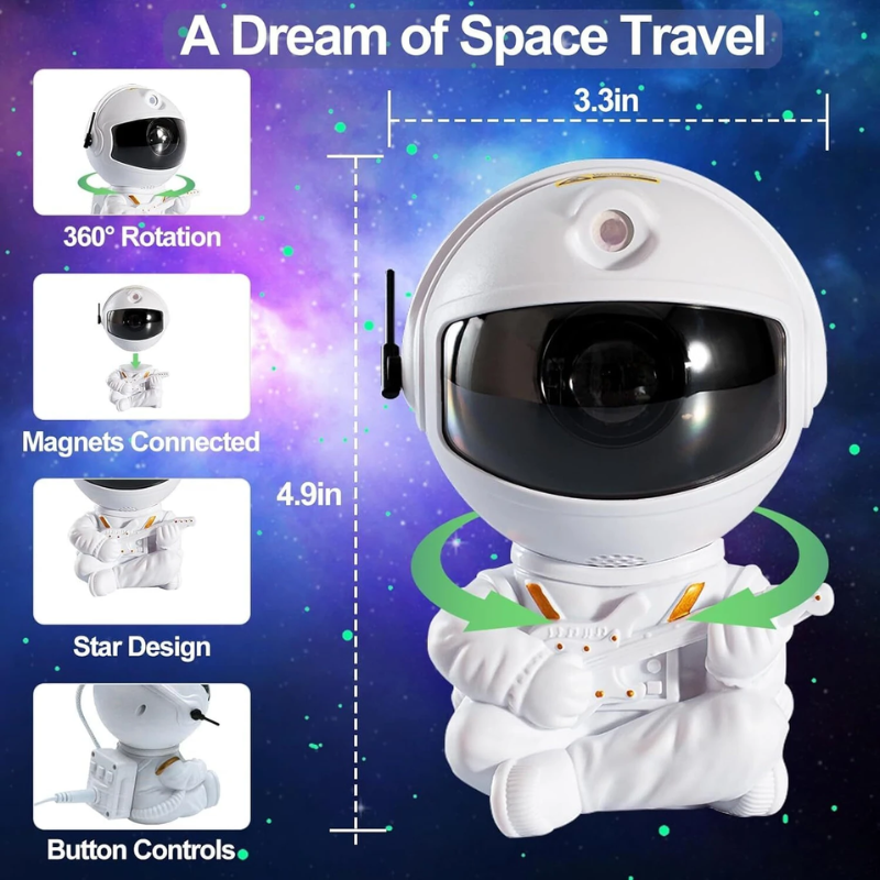 Astronaut Galaxy Star Projector Night Light | Starry Sky Nebula Lamp