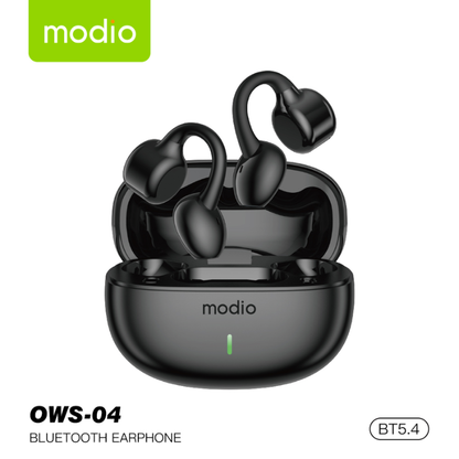 Modio OWS-04 Open Ear Wireless Earbuds – Bluetooth 5.3 Ear-Clip Headphones with ENC & HD Sound